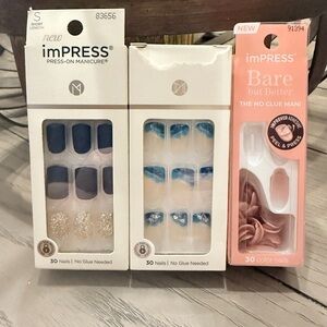 imPRESS Press-On Manicure Set - Navy, Gold, and Pink